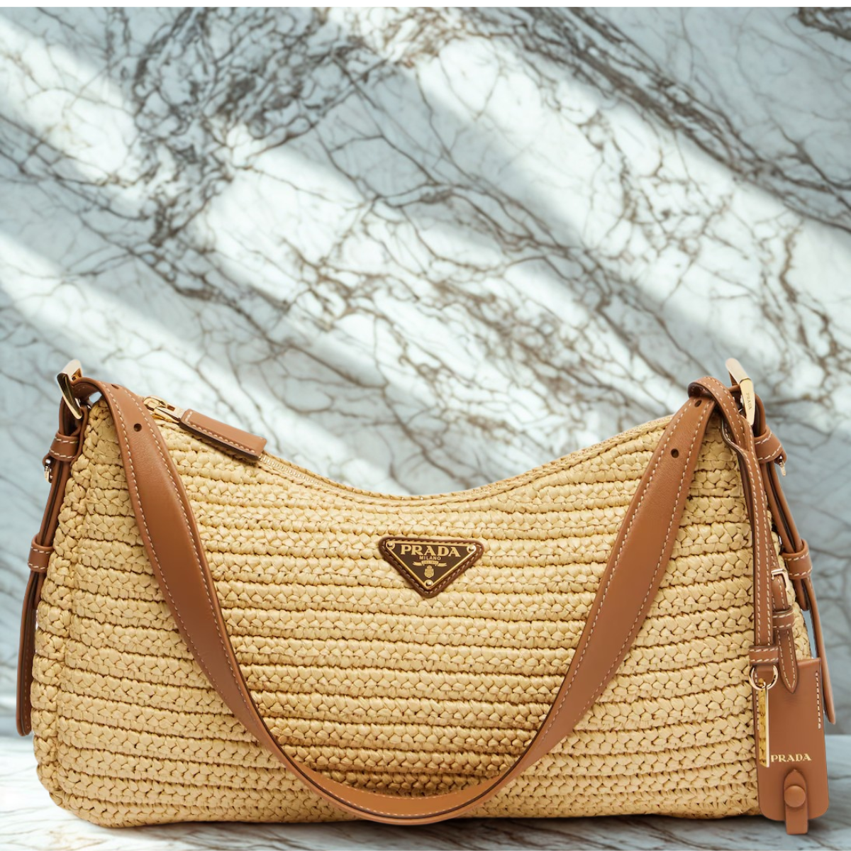PRADA – AIMÉE BAG IN CROCHET AND LEATHER (LARGE)
