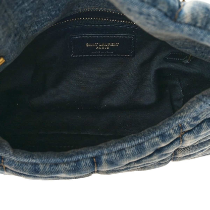 LOULOU PUFFER BAG IN QUILTED VINTAGE DENIM